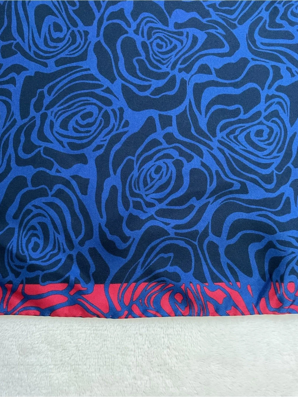 Mulberry Organic Silk Rose Floral Square Scarf Blue Pink Italy 26”
